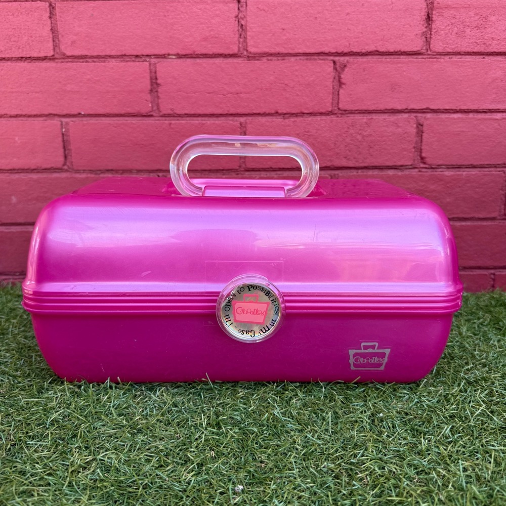 Vintage Caboodles On-The-Go Girl Makeup Case Hot‎ Pink Mirror Organizer